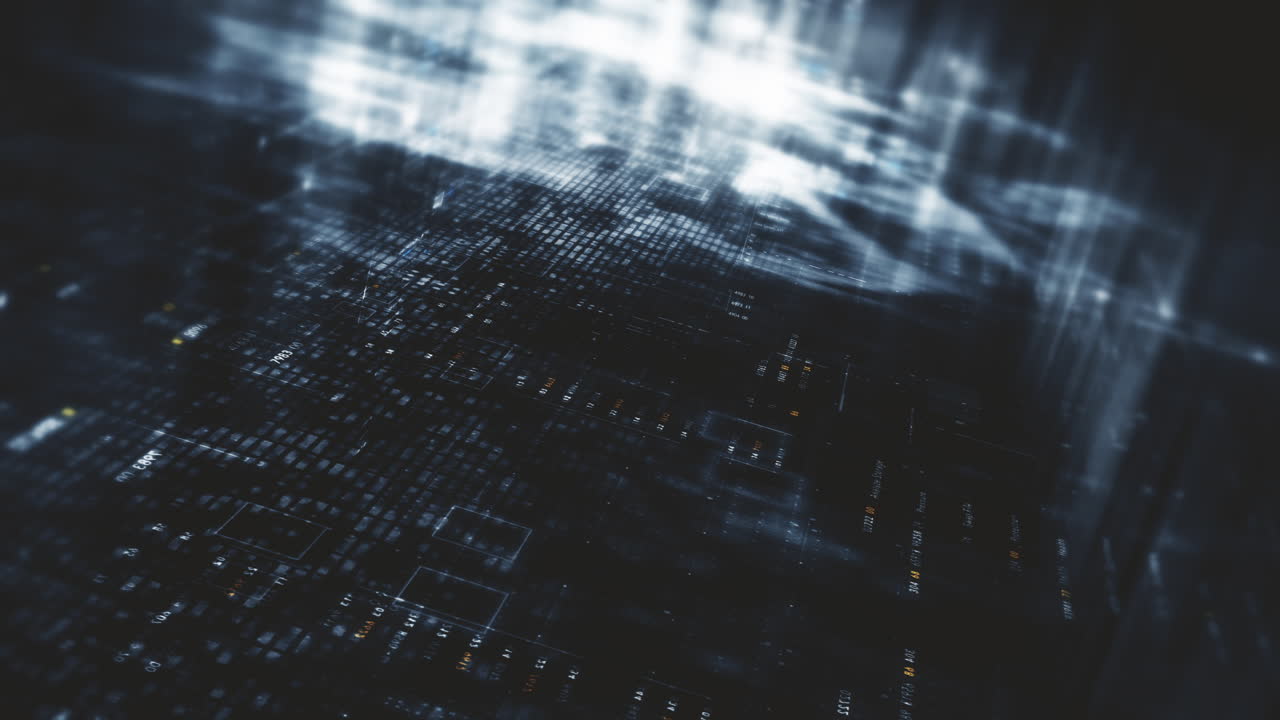 Futuristic screen display matrix, hi-tech digital data telemetry with encrypted numbers, display dynamic background for computer desktop screen display format