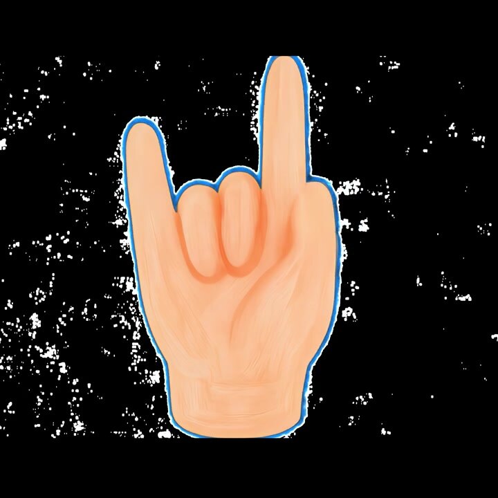 Gesto animato della mano che mostra il segno ti amo nella lingua dei segni