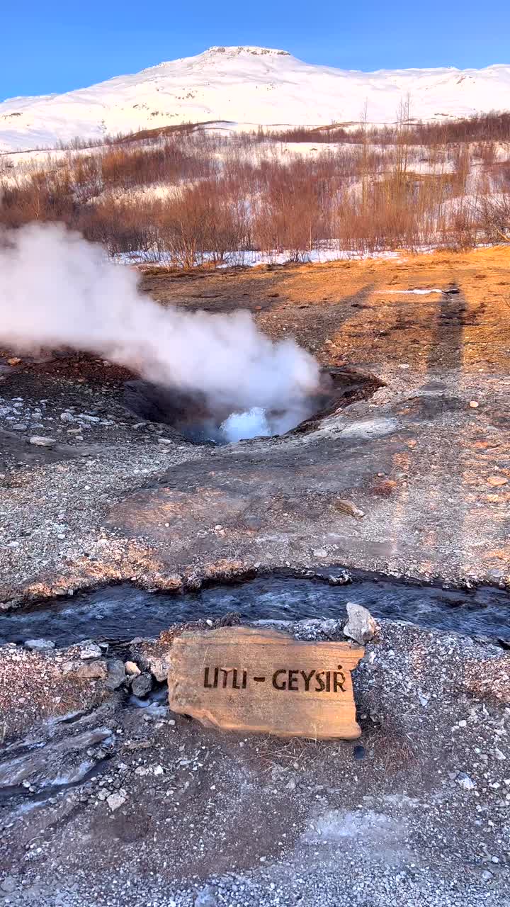 Kışın Litli-Geysir, İzlanda