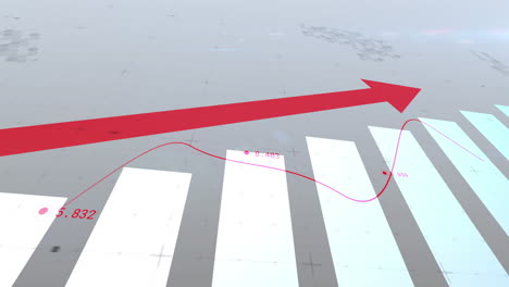 animation of financial data processing with arrow pointing up and statistics