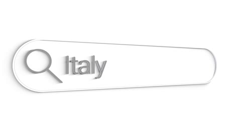 italy search bar close up single line typing text box layout web database browser engine concept.