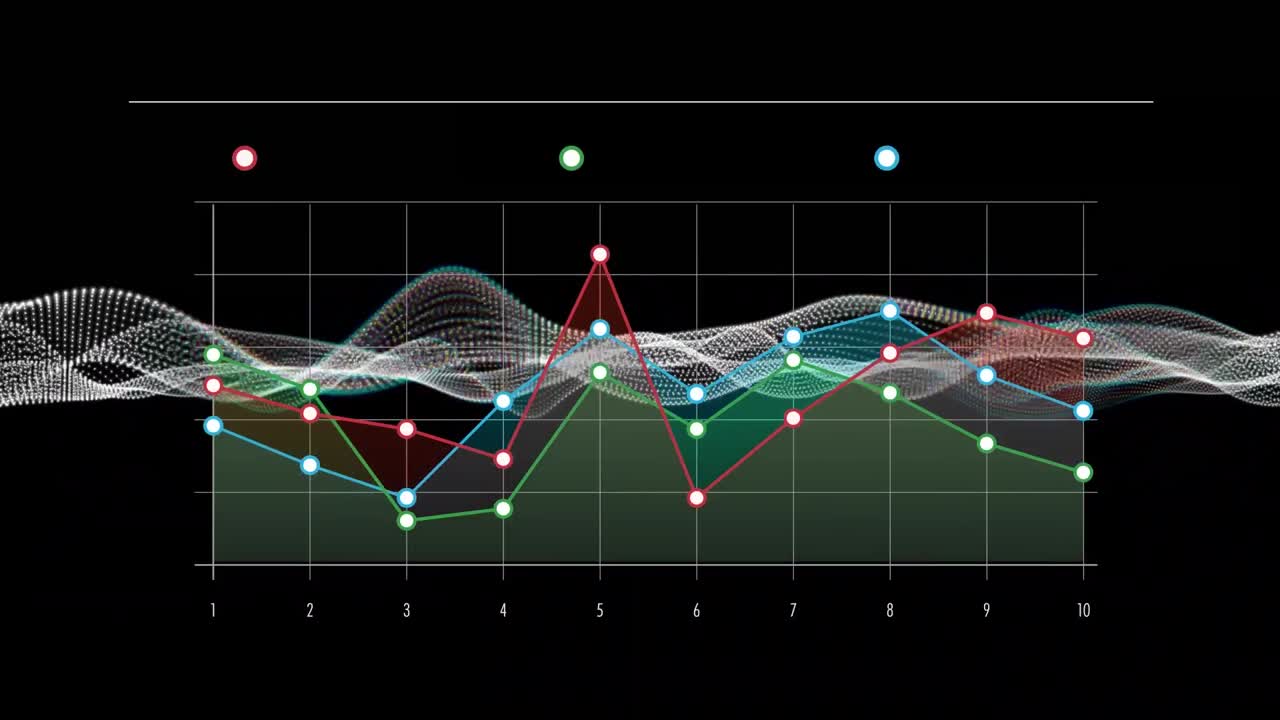Animation of statistics, connections and data processing
