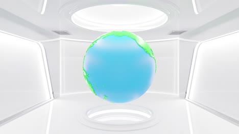 globes in white room animation seamless loop.