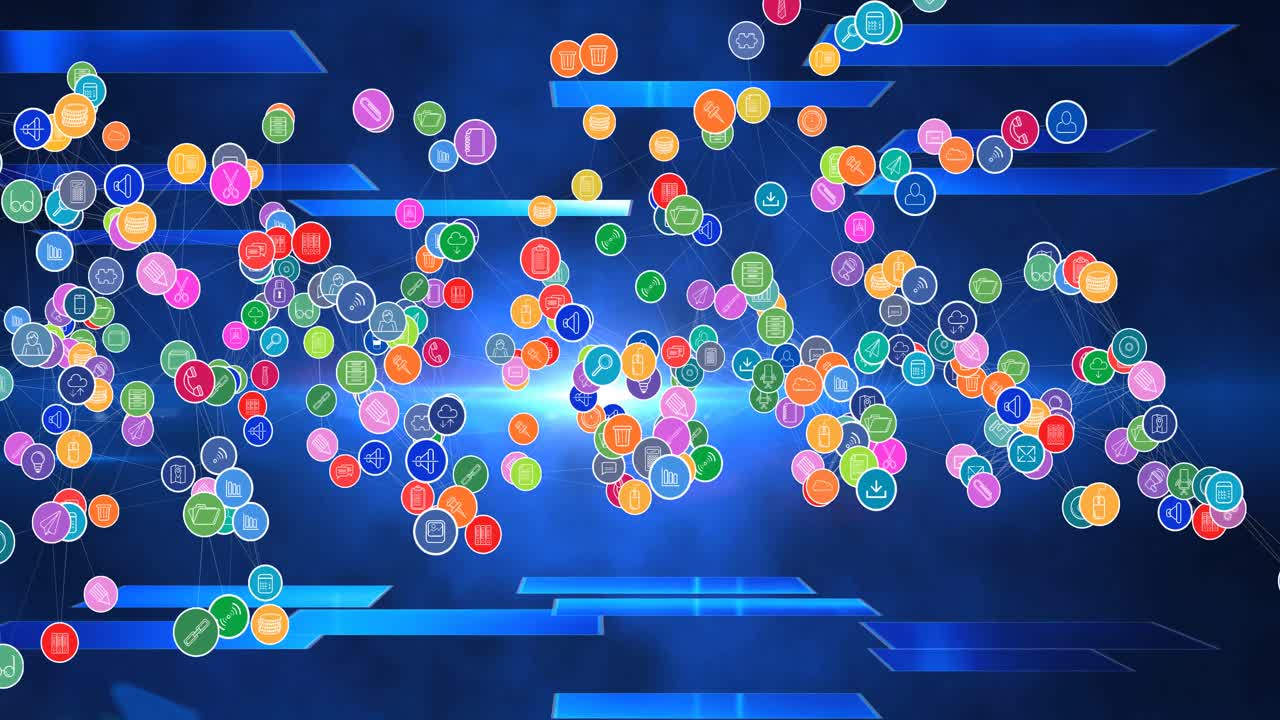 디지털 아이콘으로 연결 네트워크의 애니메이션