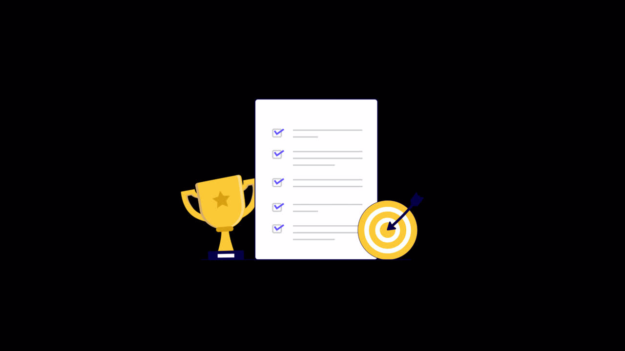 Animated Checklist with Target and Trophy for Goal Achievement