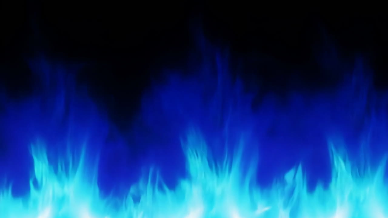 A blue flame is shown on a black background. The blue flame is very bright and stands out against the dark background