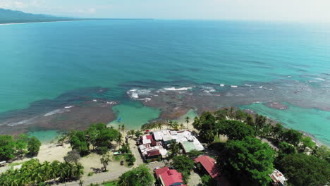 aerial footage of a caribean beach in puerto viejo, costa rica