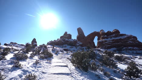 winter in arches national park, utah usa