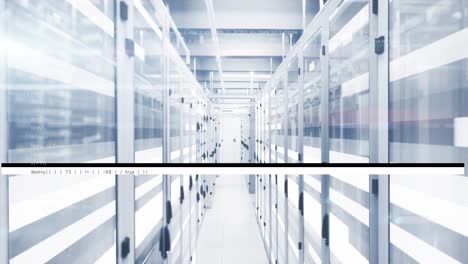 animación del procesamiento de datos financieros a través de servidores informáticos