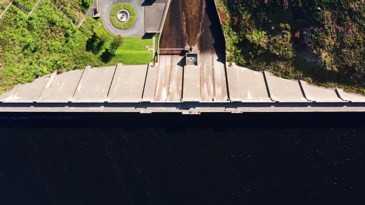 Overhead Top-Down Aerial View of Ben Crom Reservoir in Northern Ireland