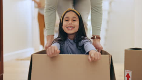 moving, father and daughter with box