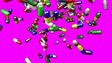 pills drugs capsules falling slow motion closeup dof 4k