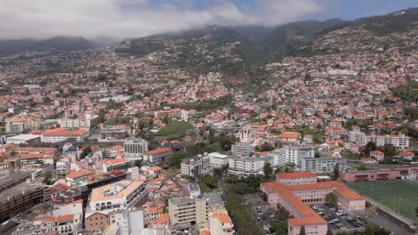 aerial view the city of funchal, capital of madeira, portugal