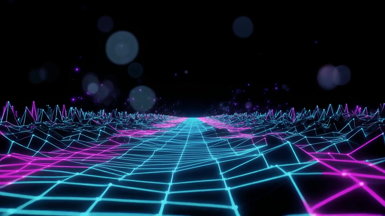 Paesaggio a griglia digitale dinamico Retro Synthwave