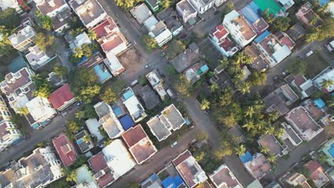 An-aerial-view-of-South-Indian-City-reveals-moving-traffic-on-the-roads