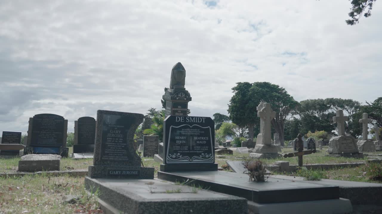 Gravestones in a graveyard in Cape Town, South Africa