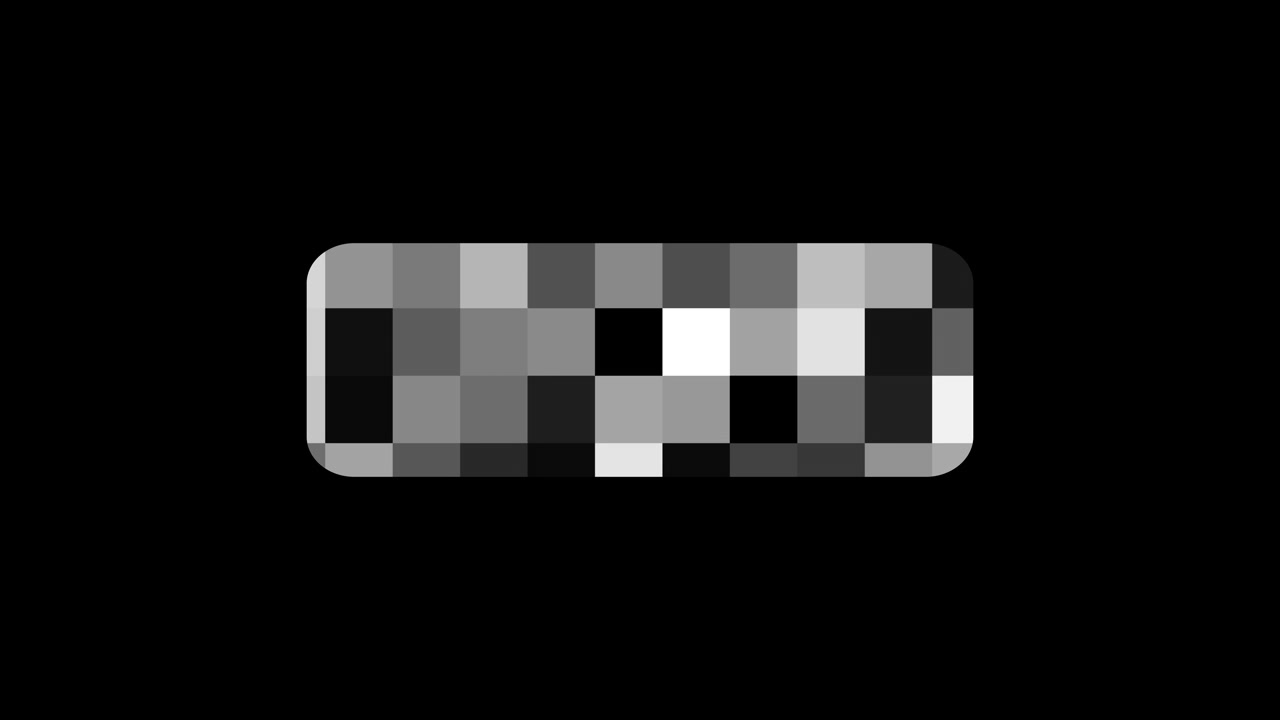 Abstrakt gråtonet pixeliseret rektangelanimation på sort baggrund