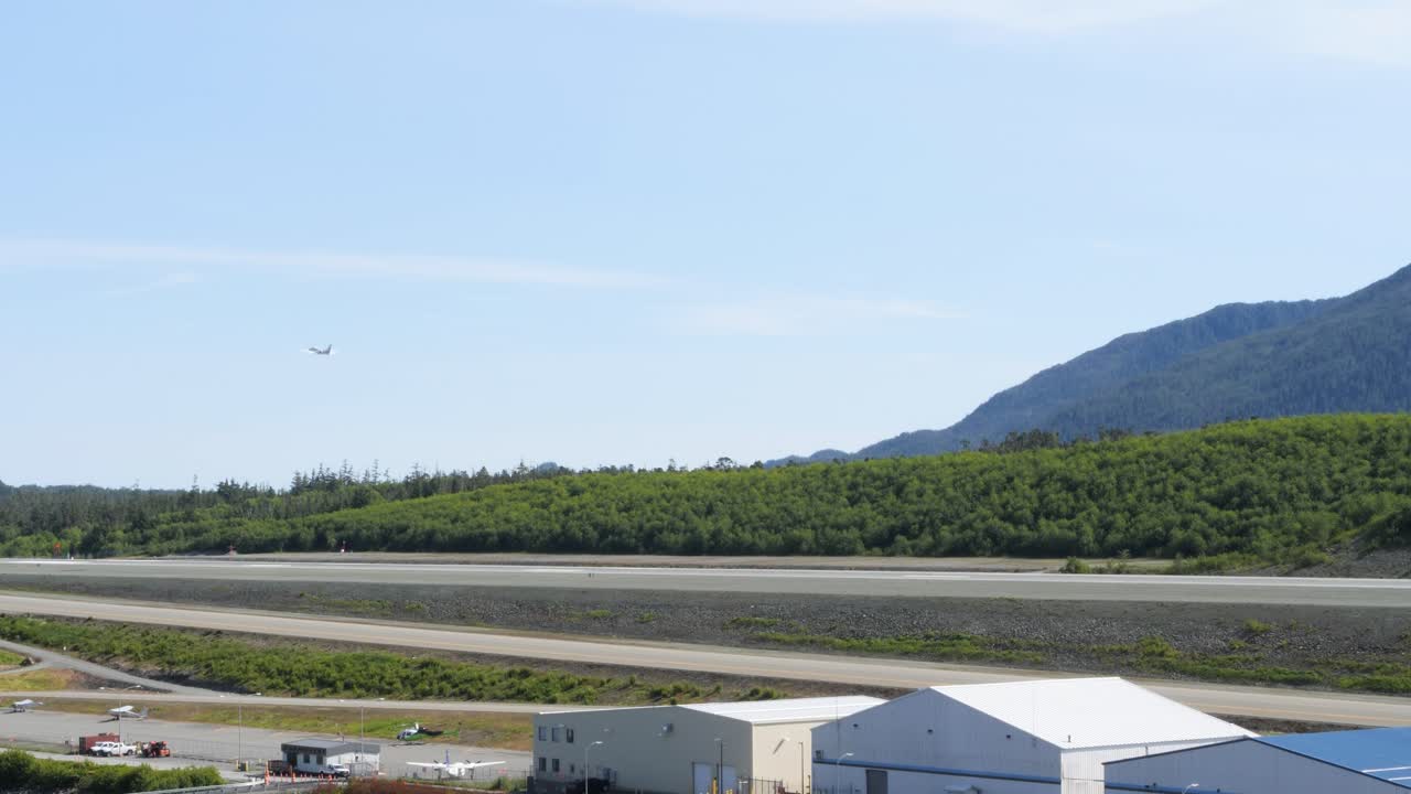 Small plane taking off from Ketchikan International Airport, Alaska.Ketchikan International Airport is located on Gravina Island across the Tongass Narrows