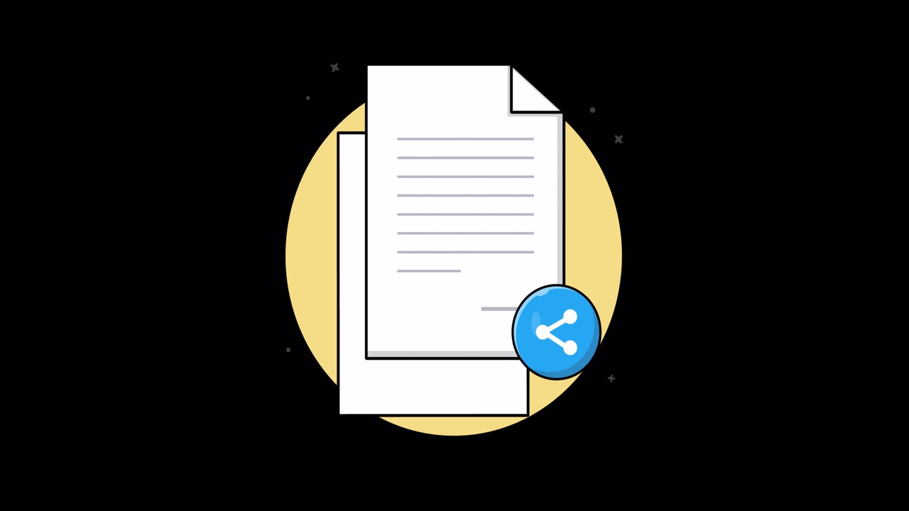 Animated Graphic of Documents with Sharing Icon