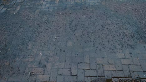 120fps slommotion raining on a ground surface made of stone tiles