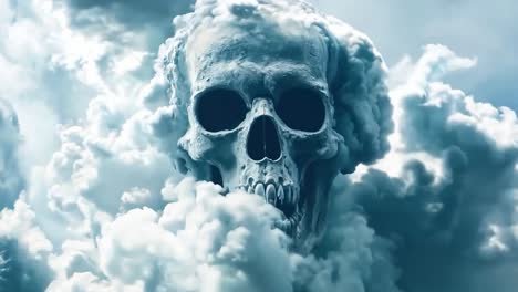 a skull in the clouds in the sky