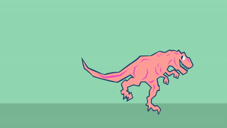 animación del icono de dinosaurio naranja sobre un fondo verde negro