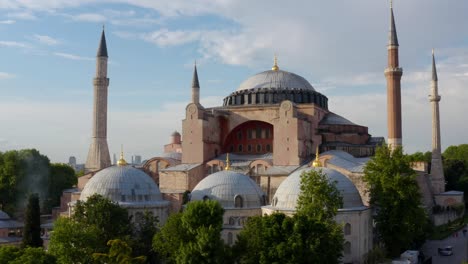 istanbul city sea and hagia sophia aerial view