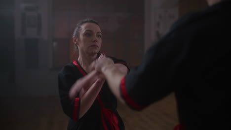 woman practicing wing chun kung fu