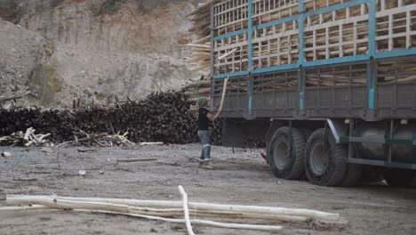 truck loading logs