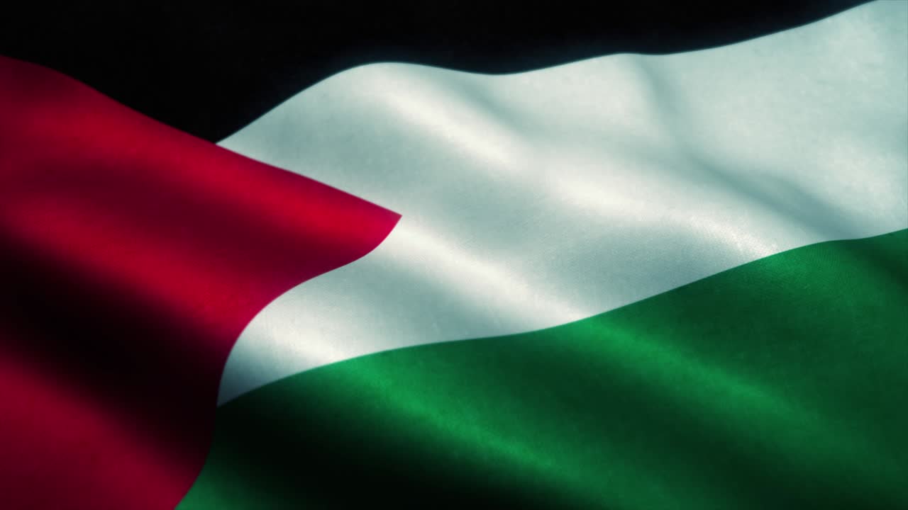 바람에 흔들리는 팔레스타인 발, 팔레스타인의 국기, 팔레스탄의 표지판, 무결한 루프 애니메이션
