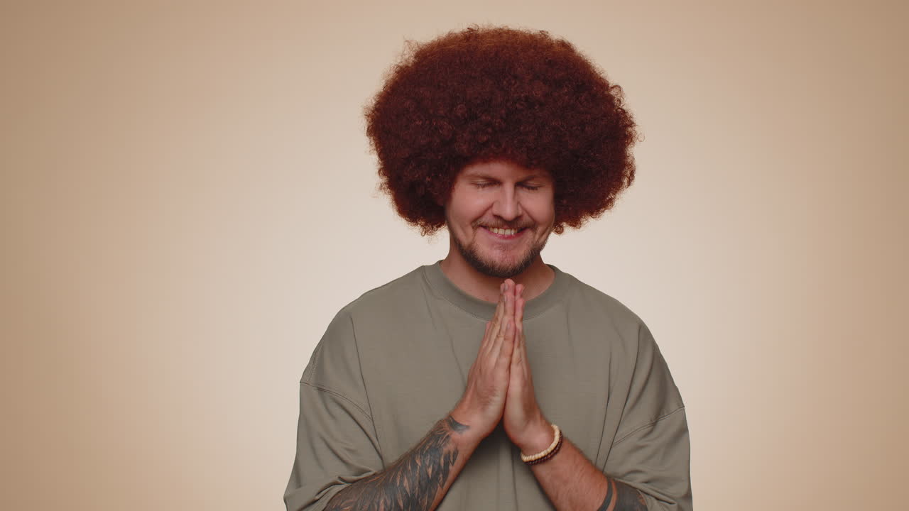 Sneaky cunning man with tricky face scheming evil plan, thinking over villain idea, jokes, pranks