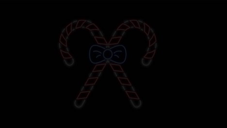 animation of neon christmas candies on black background