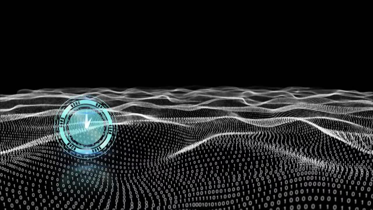 animación del reloj moviéndose rápido sobre la codificación binaria