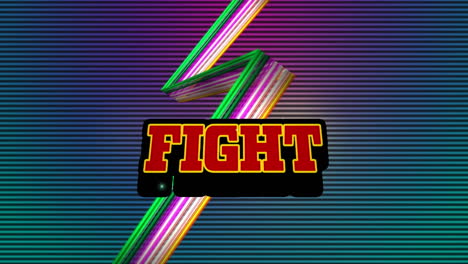 animation of fight text in red letters over neon flash