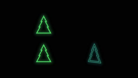 neon green christmas trees pattern on black gradient