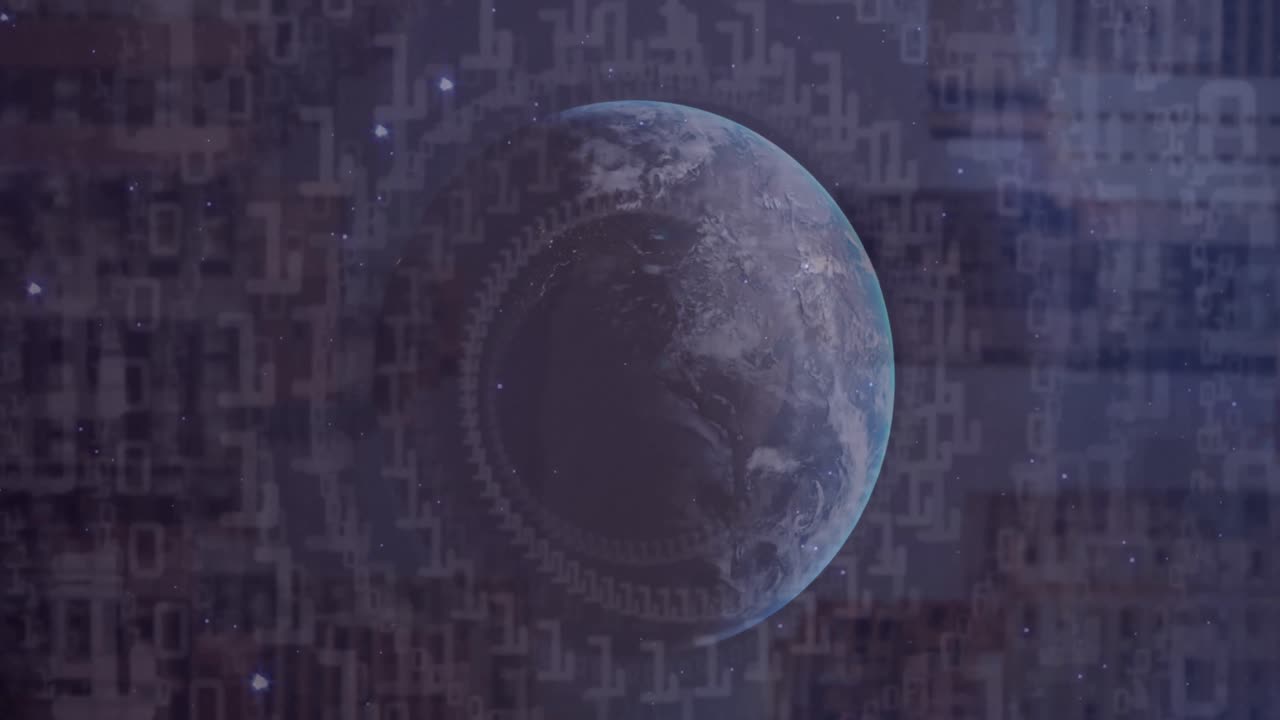 전 세계에 대한 바이너리 코딩 데이터 처리 애니메이션