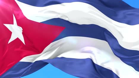 cuba flag waving at wind in slow, loop