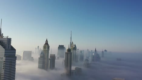 dubai city under a could of heavy fog