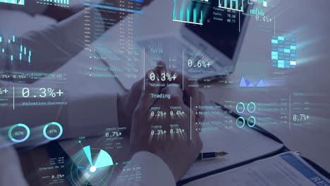 analyzing financial data animation, business people working with data visualization