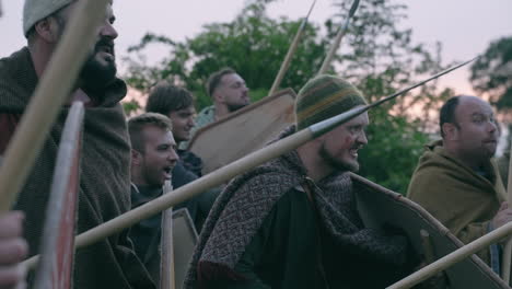 medieval warriors in combat