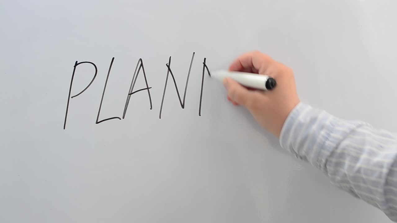 Planning on a board. We write with a marker