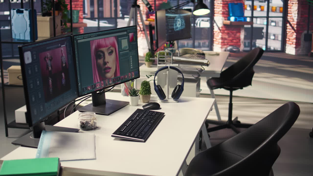 Professional studio setup for AI generated content and photography editing