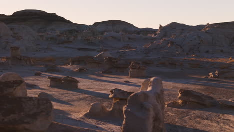 bisti de-na-zin wilderness - sunset track with layers of small hoodoos