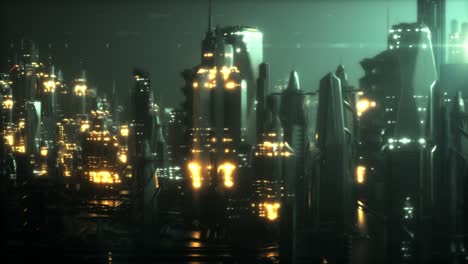 futuristic cityscape at night