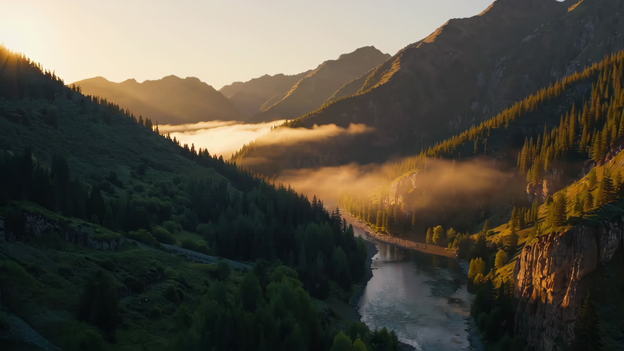Sunrise in a Mountain Valley