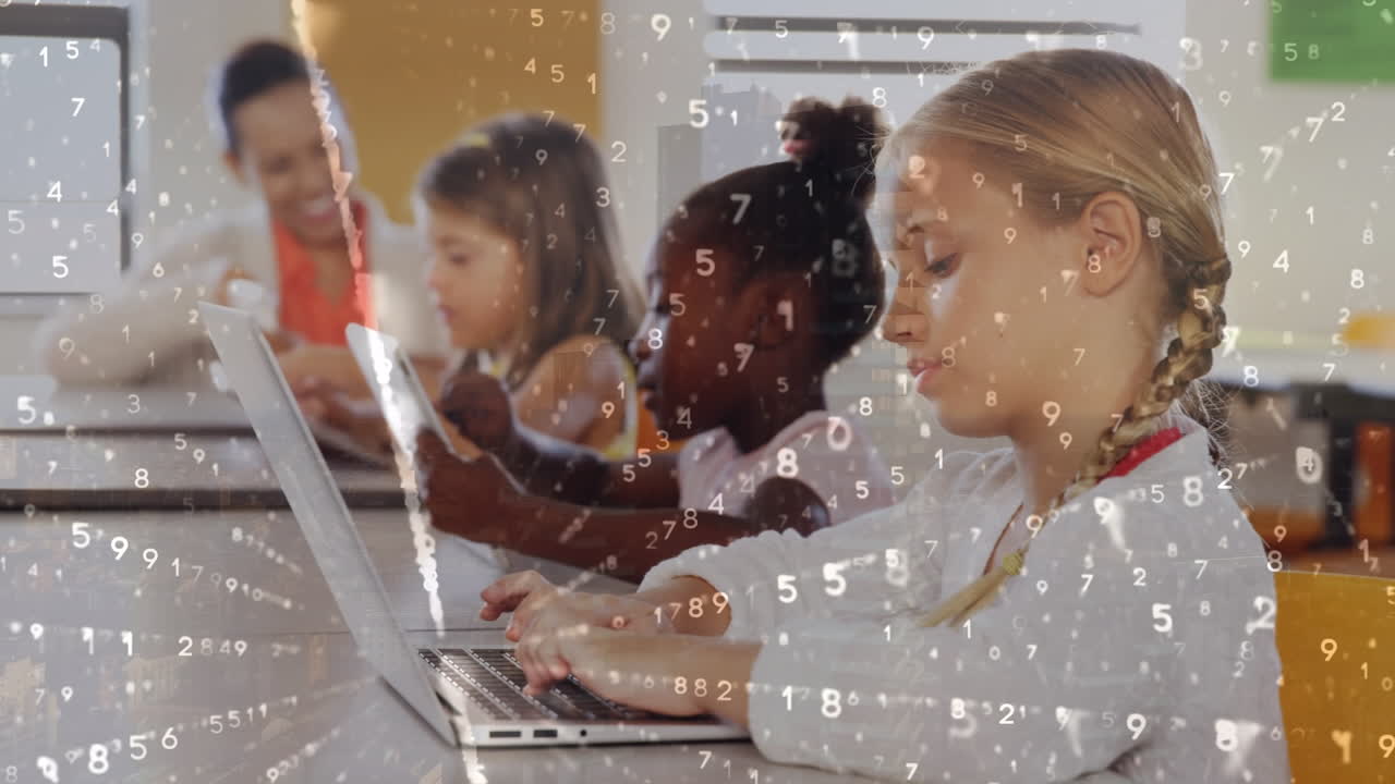 Animation of data processing over diverse schoolchildren using laptops