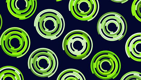 Spiraling purple circles on black background in continuous pattern