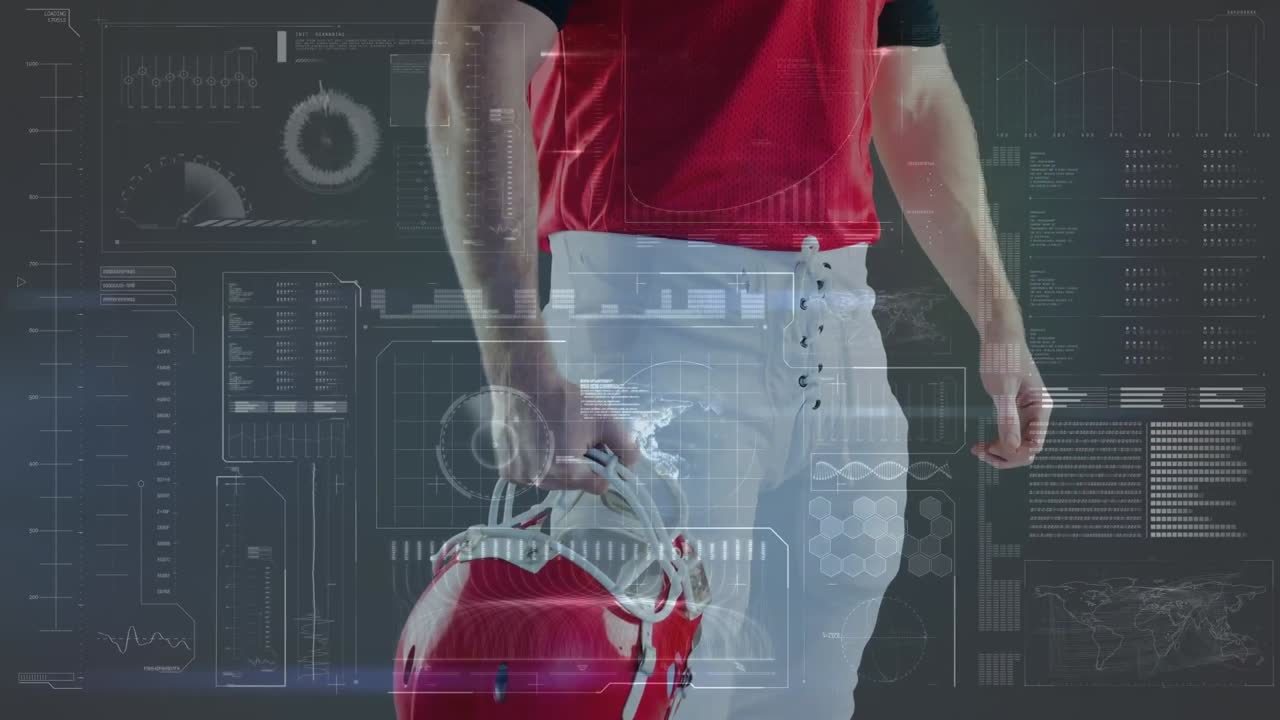 다양한 데이터에 대한 백인 아메리칸  ⁇ 볼 선수의 중간 부분의 애니메이션