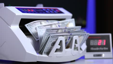 bank cash counter machine. vertical view of the finance business money counting. money and business concept