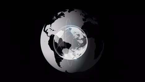 animación de un globo pequeño sobre un globo grande sobre un fondo negro